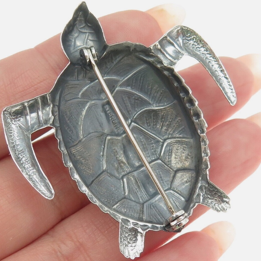 Antique Art Deco Sterling Silver Sea Turtle Brooch - Picture 4 of 4